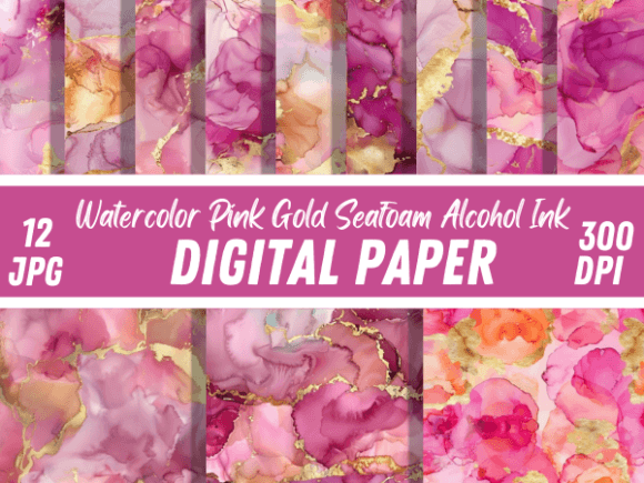 Download Watercolor Pink Gold Seafoam Alcohol Ink - Premium Resources