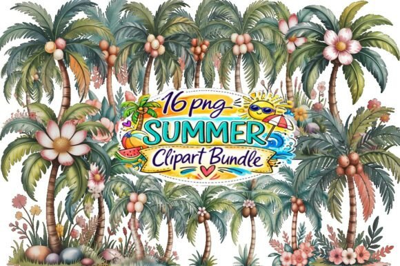 Download Tropical Palm Tree Clipart Bundle PNG | - Tree clipart Collection