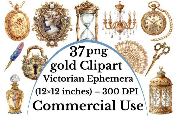 Download Gold Clipart Victorian Ephemera - Gold clipart Collection