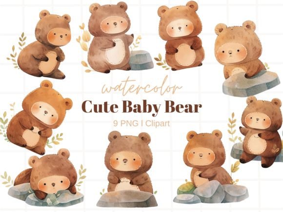 Download Watercolor Cute Brown Bear Clipart - Brown bear clipart Collection