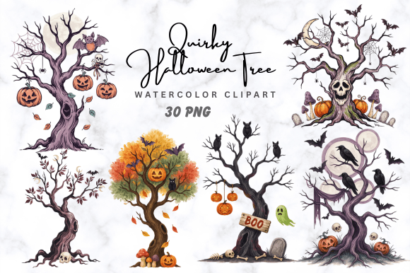 Download Quirky Halloween Tree Clipart Bundle PNG - Tree clipart Collection